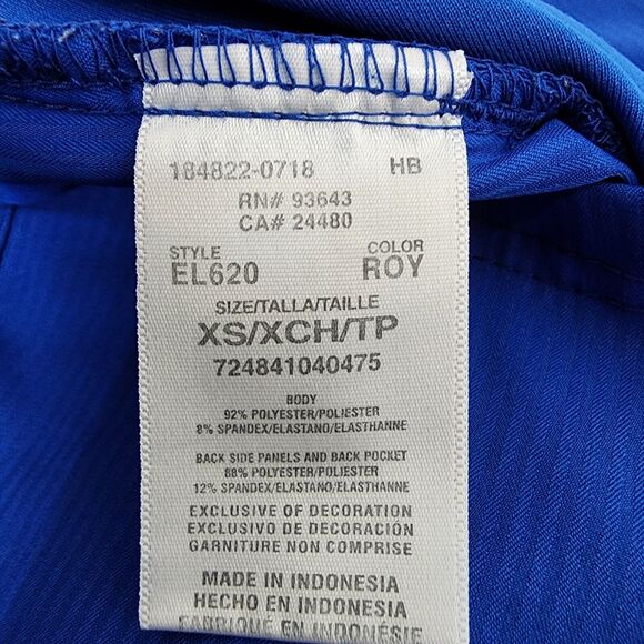 Elle Womens Scrub Top XS Mock Wrap EL620 Royal Blue Patch Pockets Tonal Texture - Picture 10 of 10